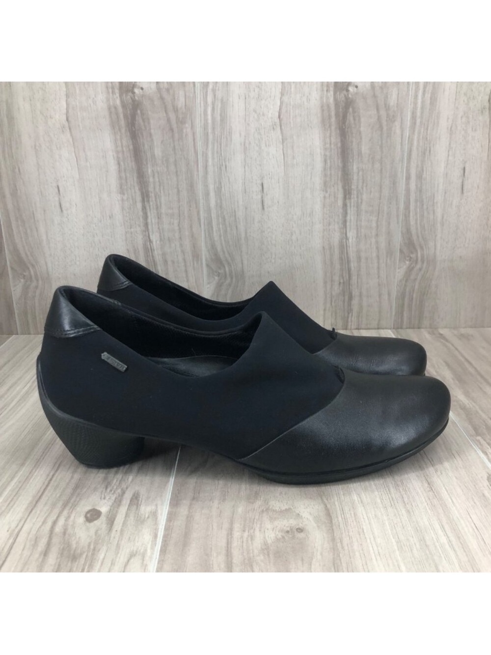 Ecco Booties Womens EU 38 Rise Black Leather Slip On Comfort Shoes